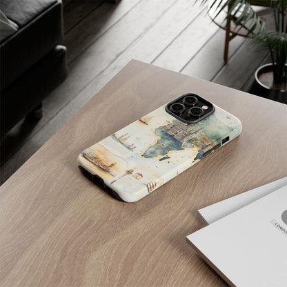 Hard Phone Case — Watercolor Fantasy Map Castle Design