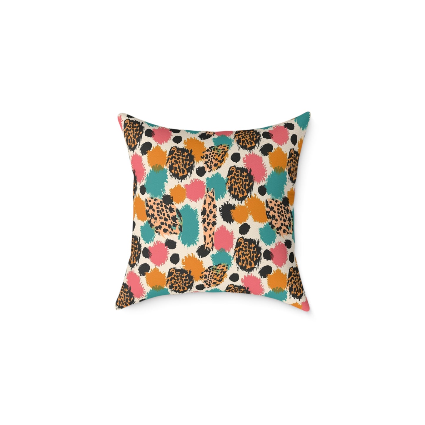 Leopard Spot Abstract Throw Pillow — Colorful Modern Animal Print Cushion