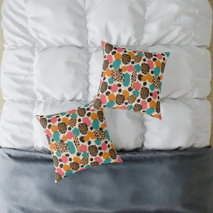 Leopard Spot Abstract Throw Pillow — Colorful Modern Animal Print Cushion