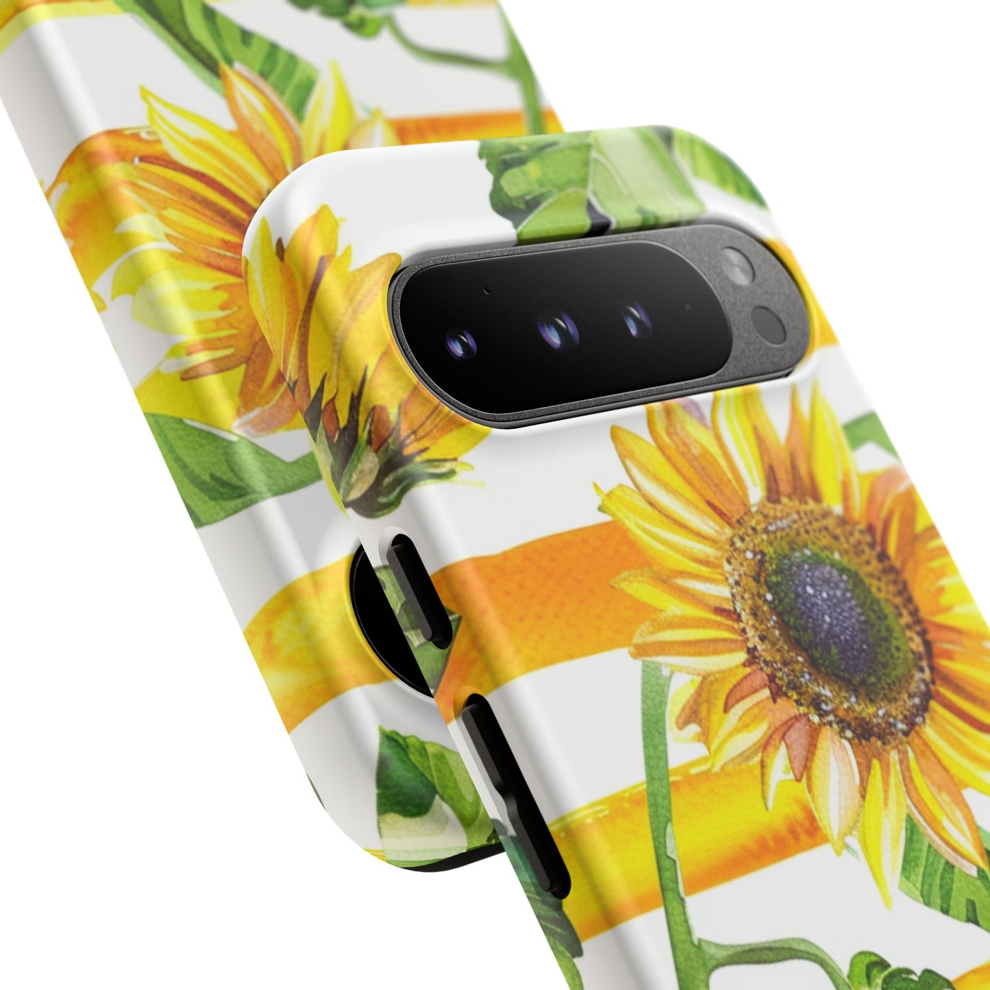 Sunflower Stripes Phone Case - Bright Floral Tough Case