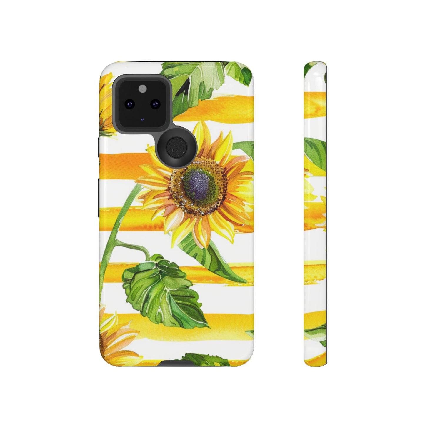 Sunflower Stripes Phone Case - Bright Floral Tough Case