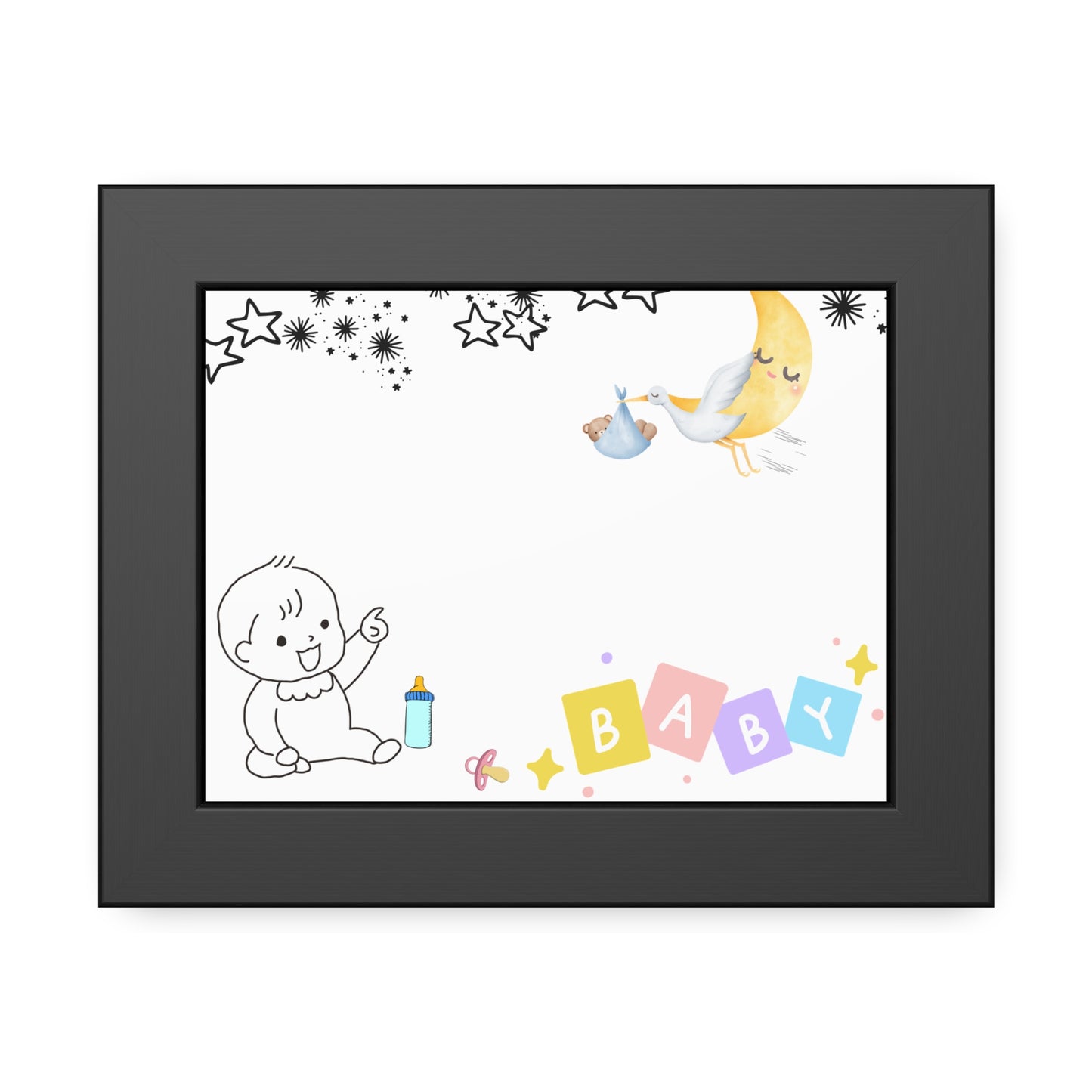 Baby Announcement Framed Poster, Nursery Decor, Newborn Gift, Baby Shower Gift, Cute Wall Art