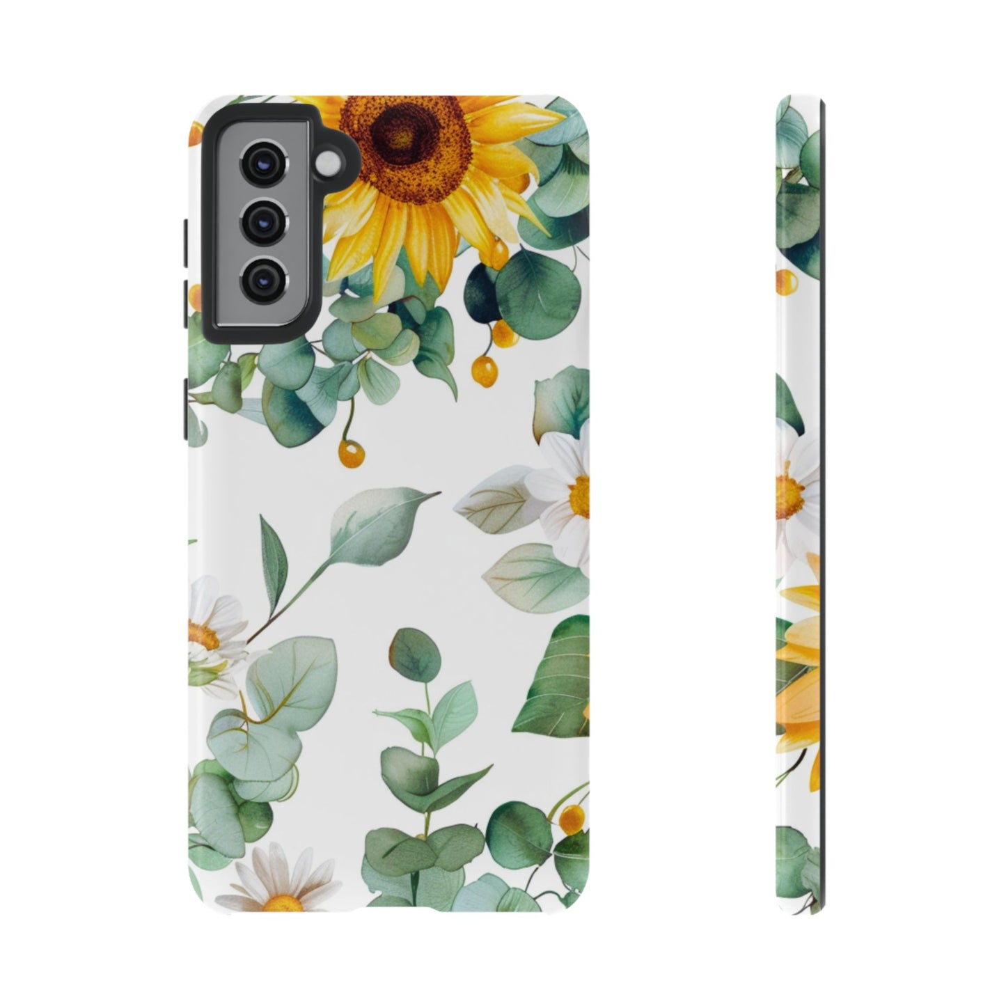 Sunflower & Eucalyptus Tough Phone Case — Protective Floral iPhone Case