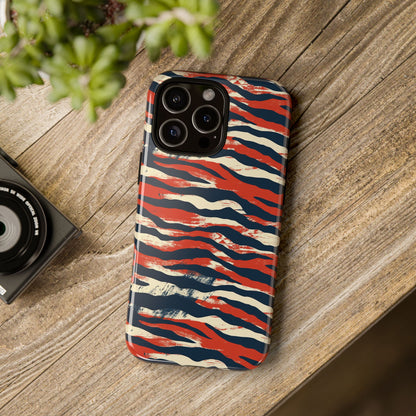 Patriotic Red White Blue Zebra Phone Case,Africa Pattern