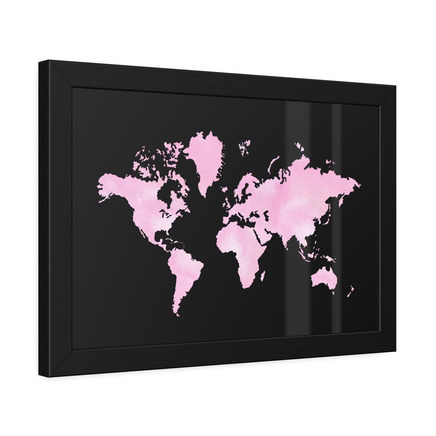 Pink Watercolor World Map Framed Poster,Coquette Poster