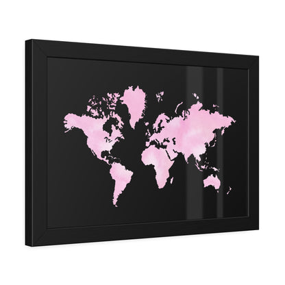 Pink Watercolor World Map Framed Poster,Coquette Poster