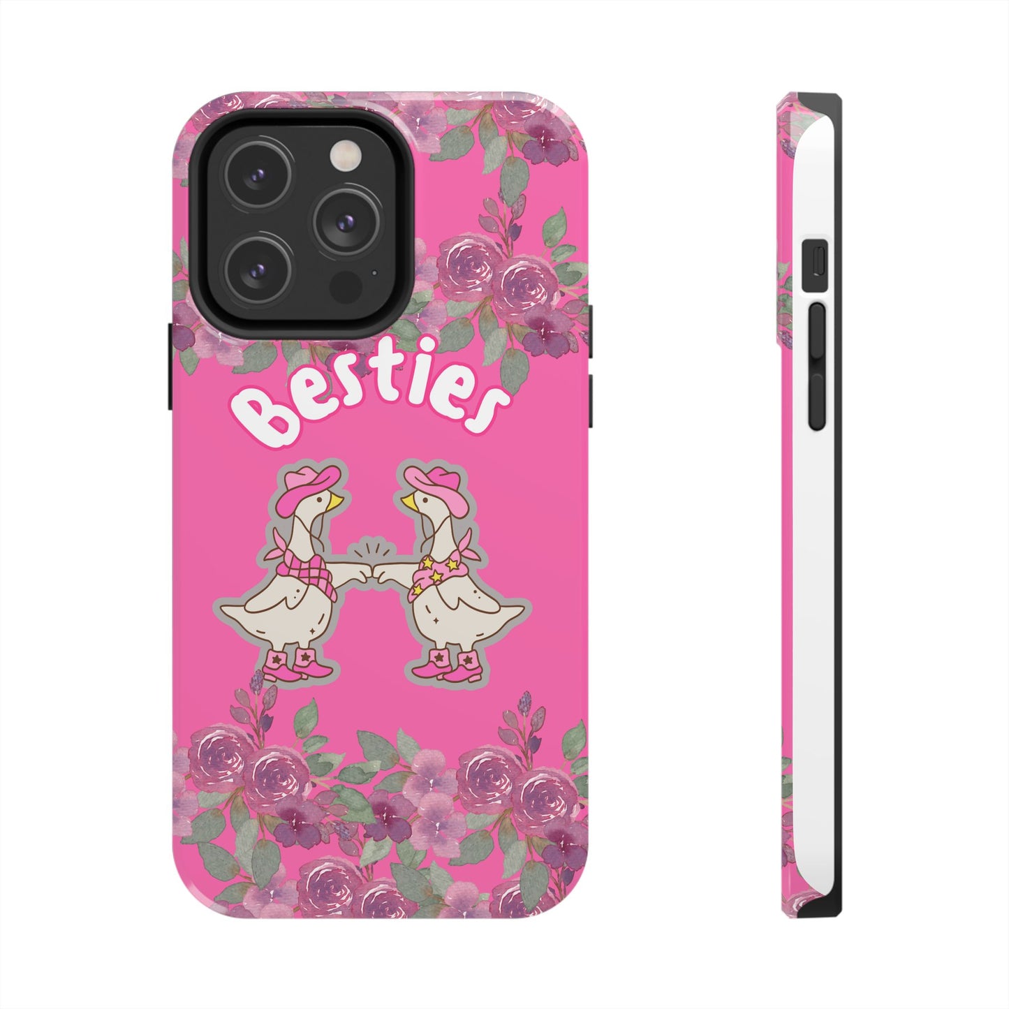 Colorful Floral Besties Phone Case, Tough Mobile Cover for Best Friends, Cute Gift for Friendship Day, Unique Cell Phone Protection