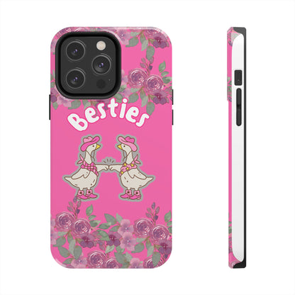 Colorful Floral Besties Phone Case, Tough Mobile Cover for Best Friends, Cute Gift for Friendship Day, Unique Cell Phone Protection