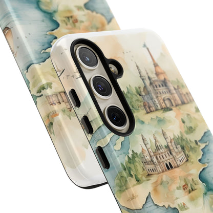 Hard Phone Case — Watercolor Fantasy Map Castle Design