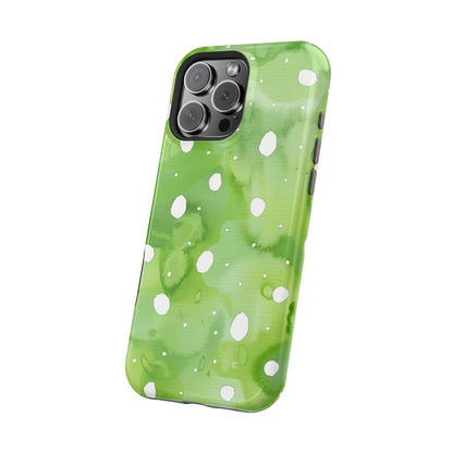 Green Watercolor Polka Dot Magnetic Impact Phone Case