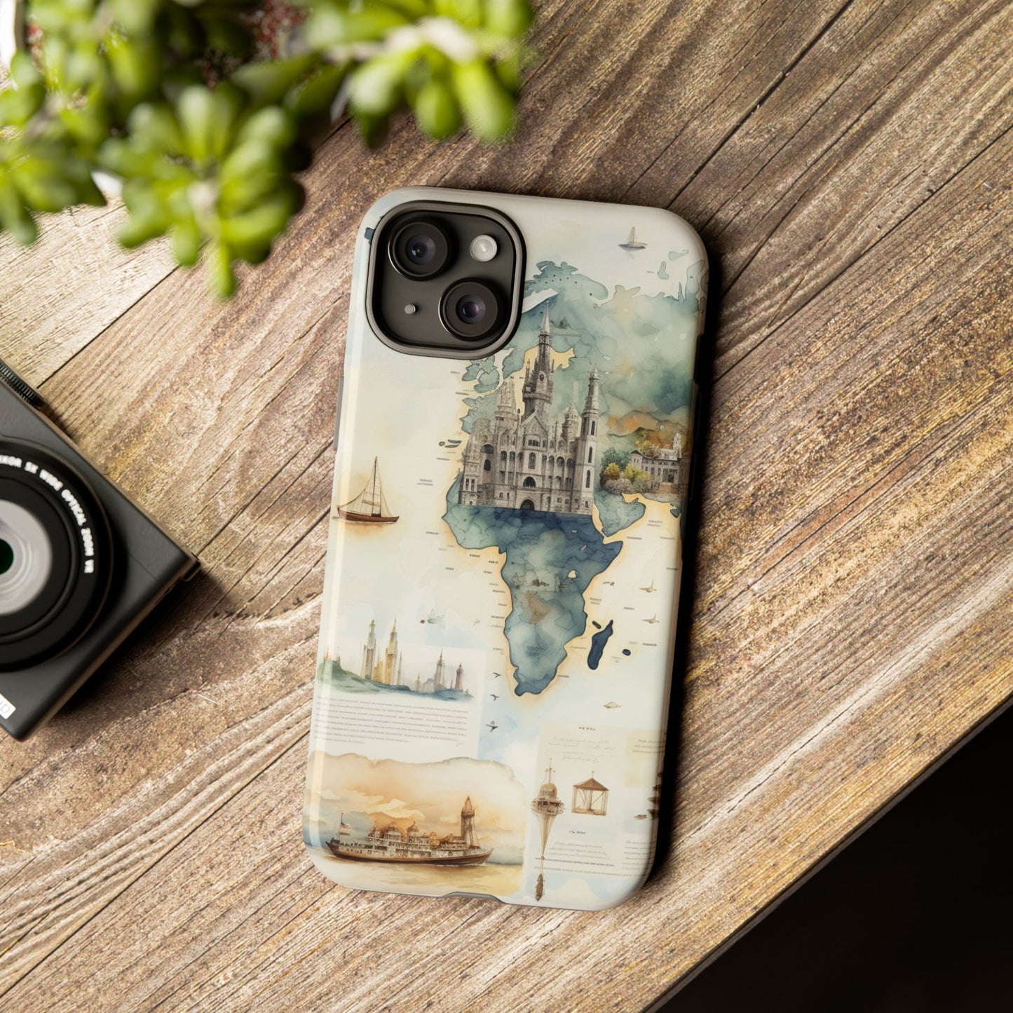 Hard Phone Case — Watercolor Fantasy Map Castle Design