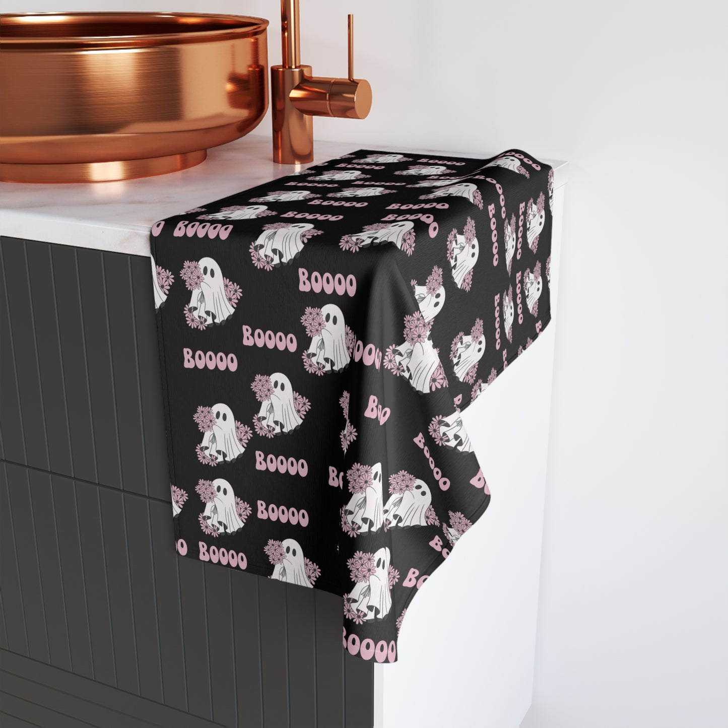 Cute Ghost Hand Towel - Perfect for Halloween Decor, Kitchen, Bath, Gifts, Spooky Vibes, Boo Design