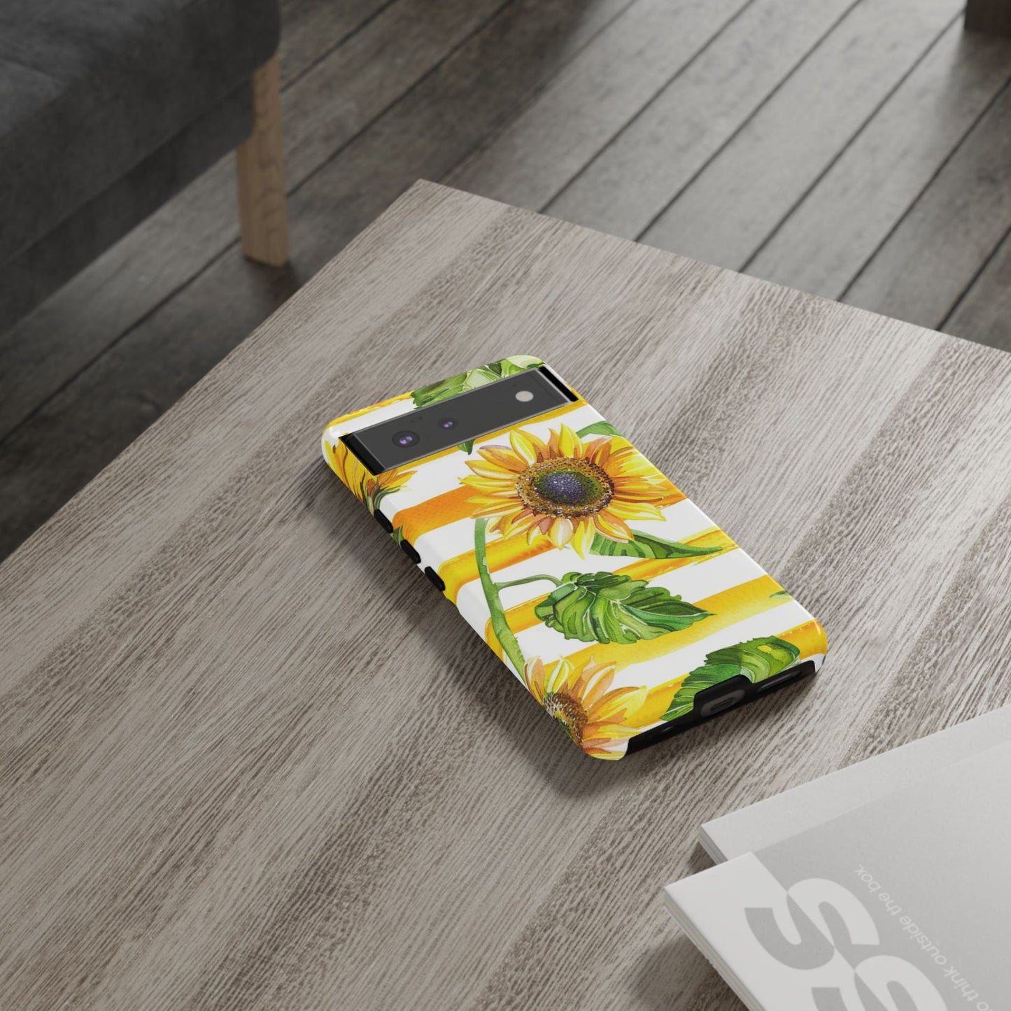 Sunflower Stripes Phone Case - Bright Floral Tough Case