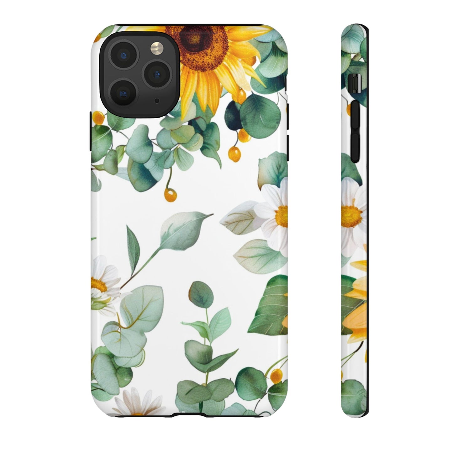 Sunflower & Eucalyptus Tough Phone Case — Protective Floral iPhone Case