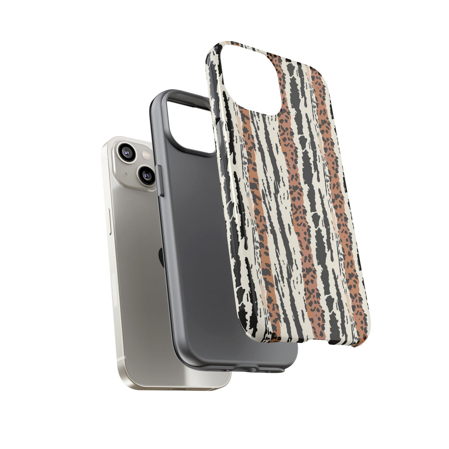 Animal Stripe Phone Case — Leopard & Zebra Pattern Tough Protective Cover,Africa Pattern .