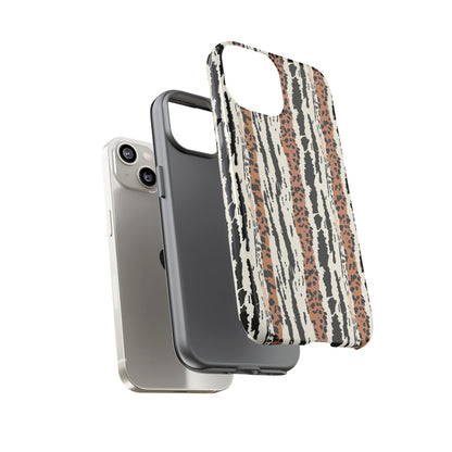Animal Stripe Phone Case — Leopard & Zebra Pattern Tough Protective Cover,Africa Pattern .