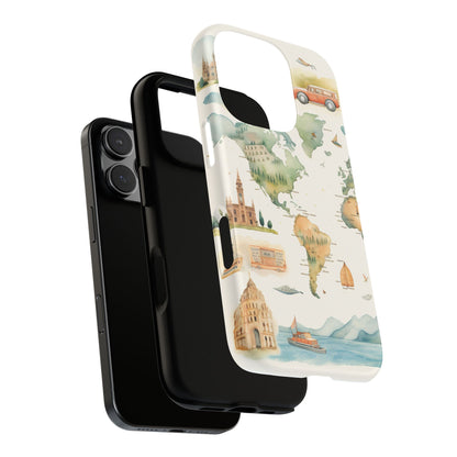 Hard Phone Case — Watercolor Fantasy Map Castle Design