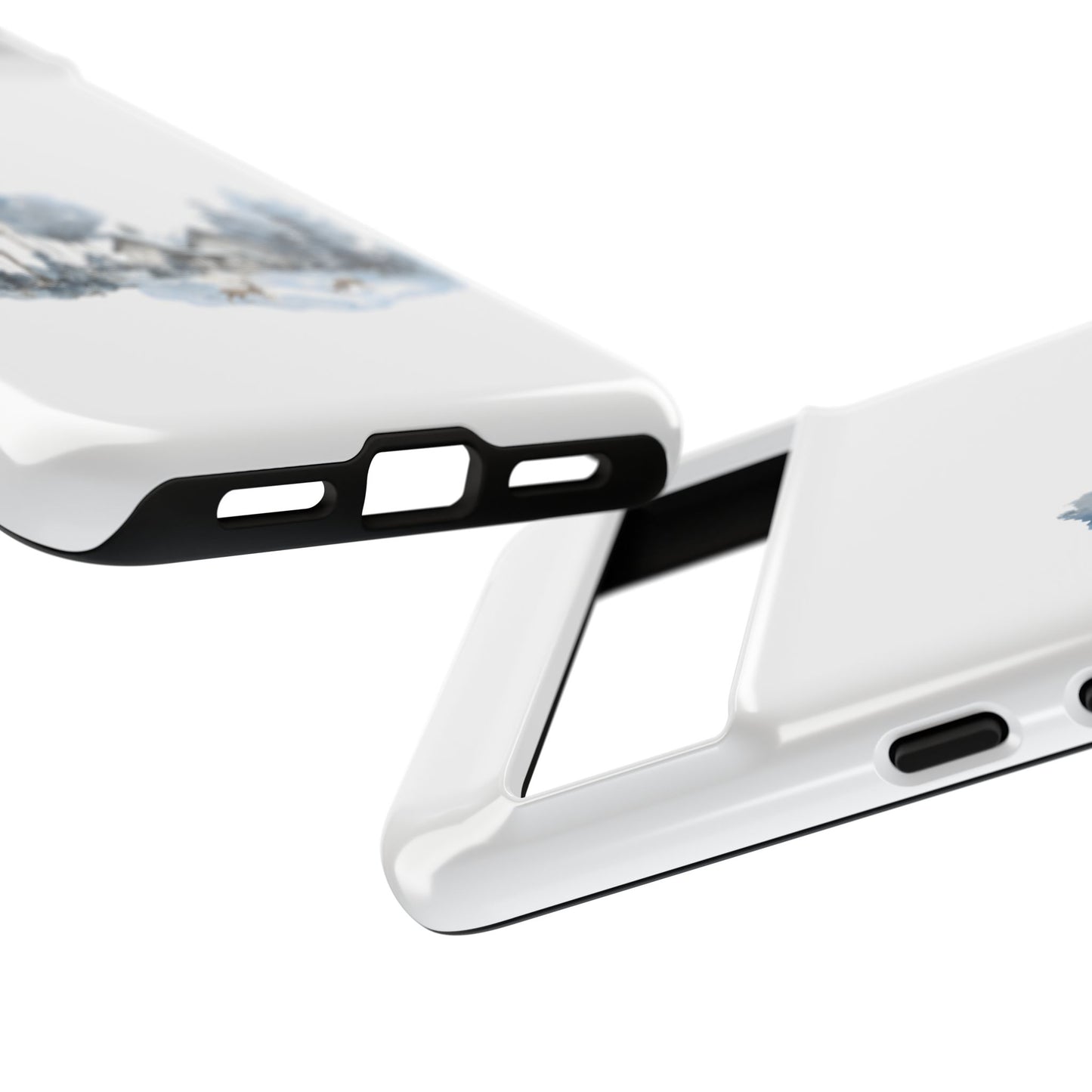 Nature-Inspired Tough Phone Case with Winter Cabin Design