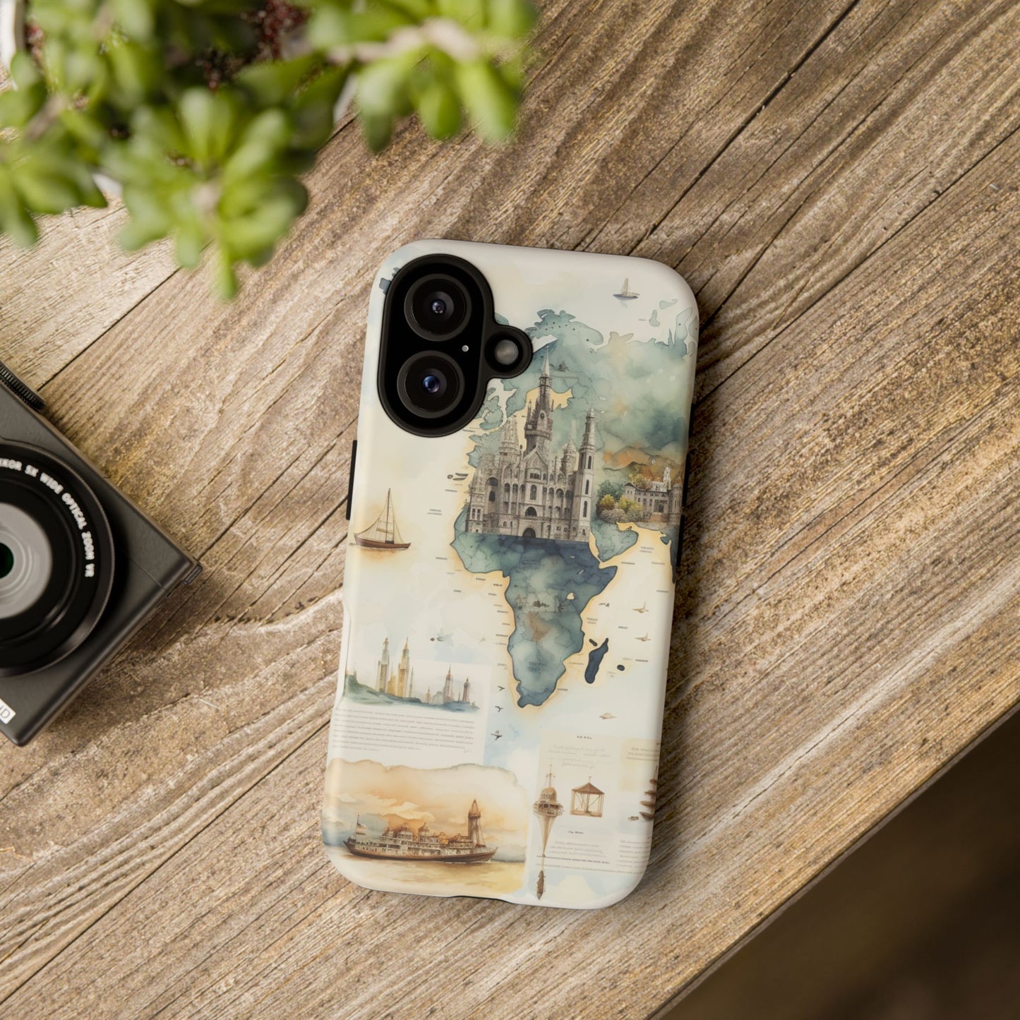 Hard Phone Case — Watercolor Fantasy Map Castle Design