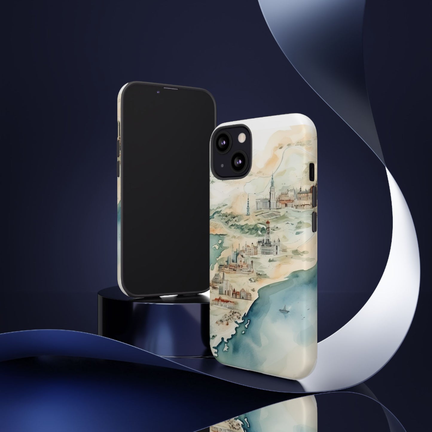 Hard Phone Case — Watercolor Fantasy Map Castle Design