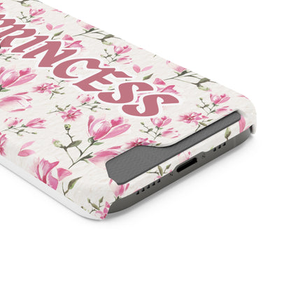 Chic Floral Phone Case with Card Holder for Princesses, Cute Floral Design, Gift for Her