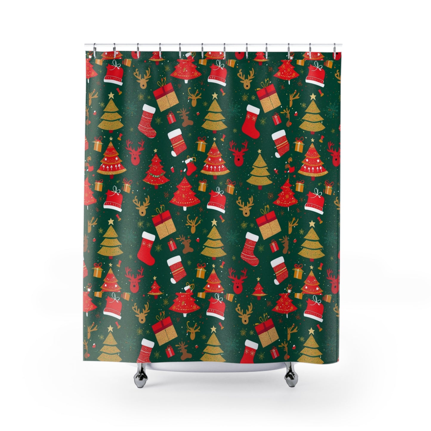 Festive Holiday Shower Curtain, Christmas Decor, Winter Wonderland, Bathroom Accessory, Gift for Christmas