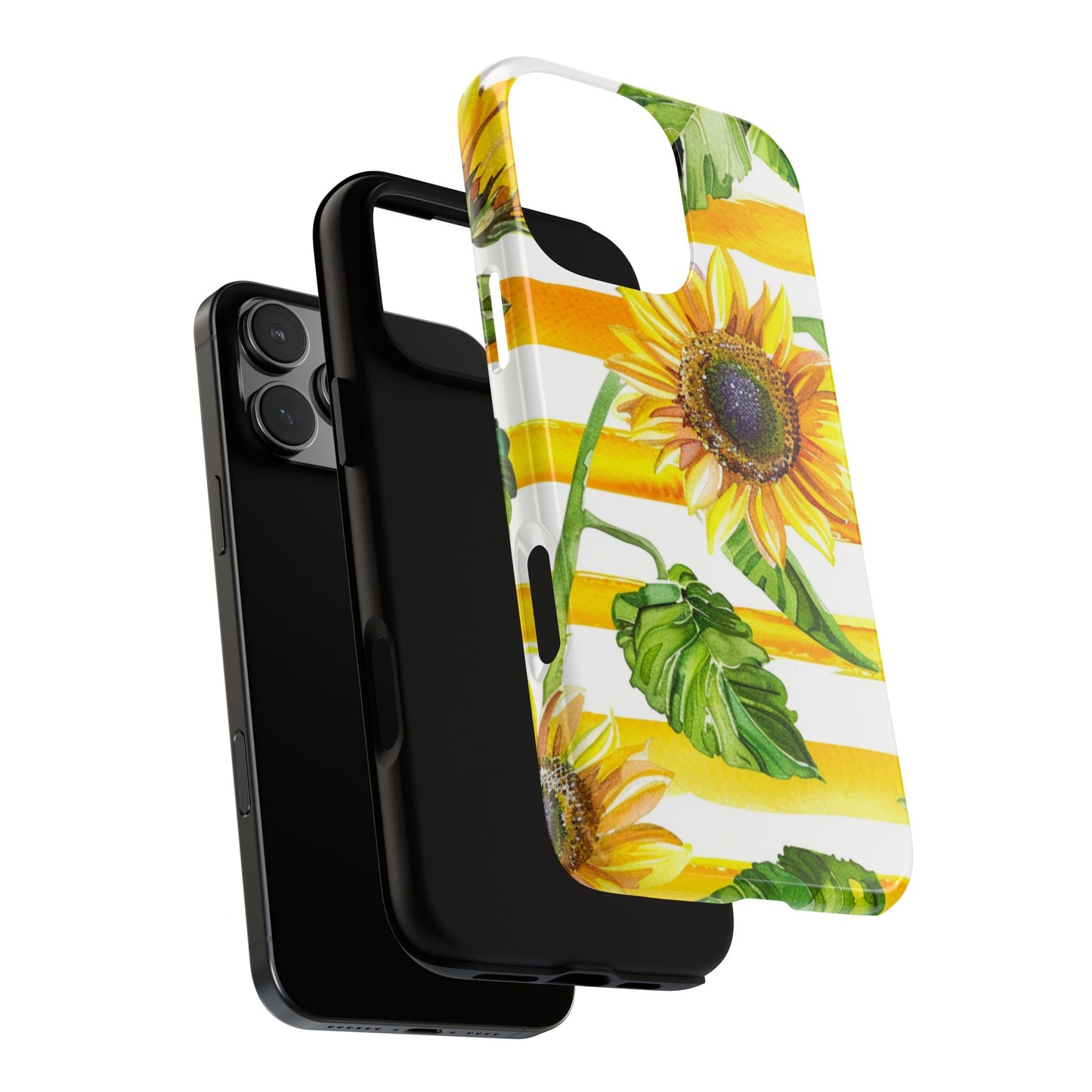 Sunflower Stripes Phone Case - Bright Floral Tough Case