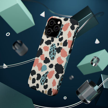 Leopard Splash Magnetic Impact Phone Case — Teal & Coral Animal Print