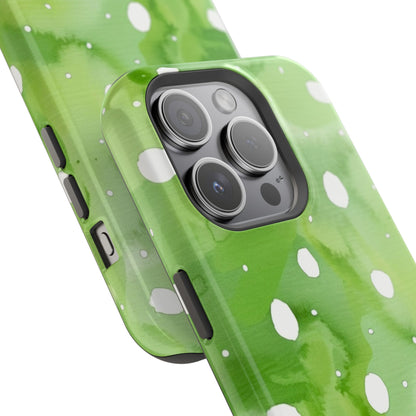 Green Watercolor Polka Dot Magnetic Impact Phone Case