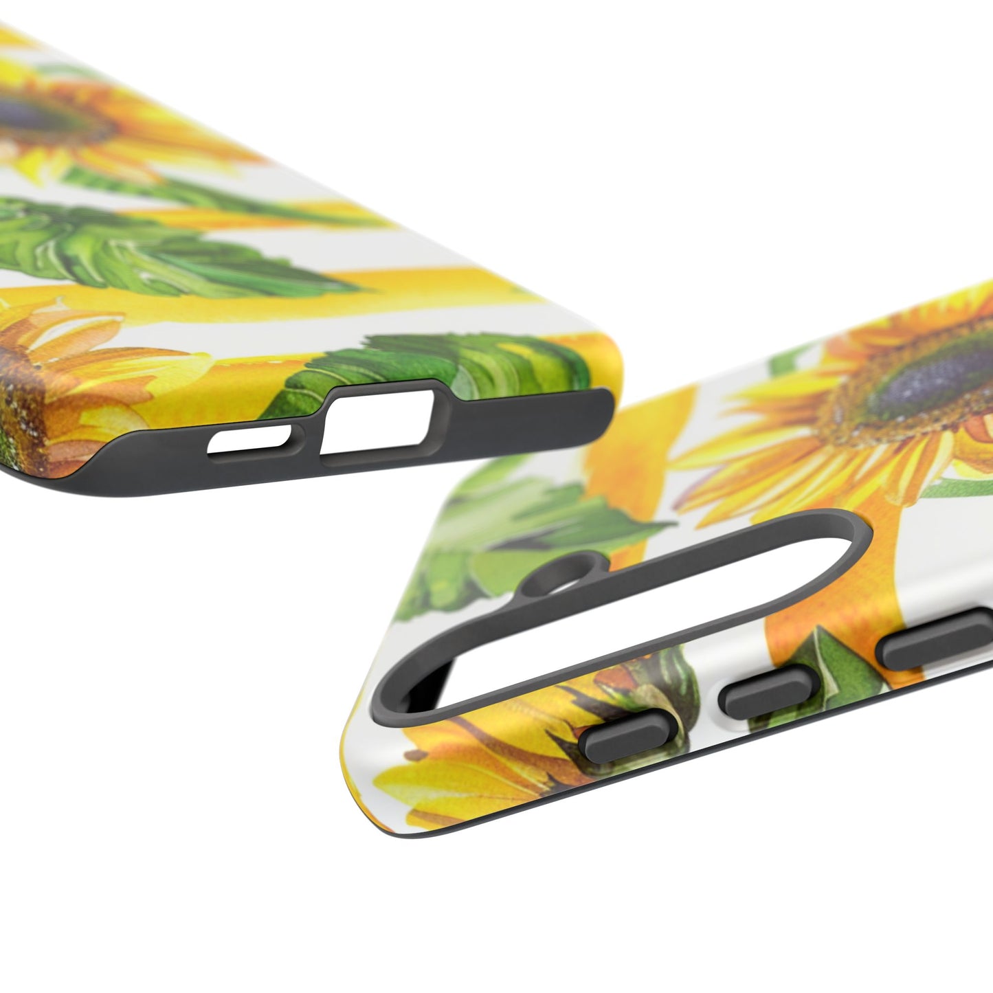 Sunflower Stripes Phone Case - Bright Floral Tough Case