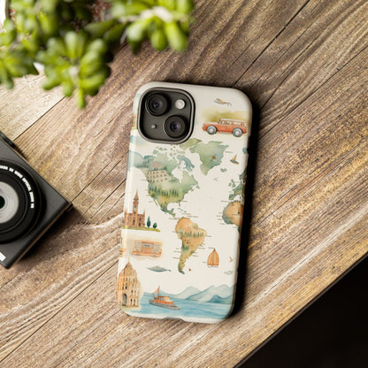 Hard Phone Case — Watercolor Fantasy Map Castle Design