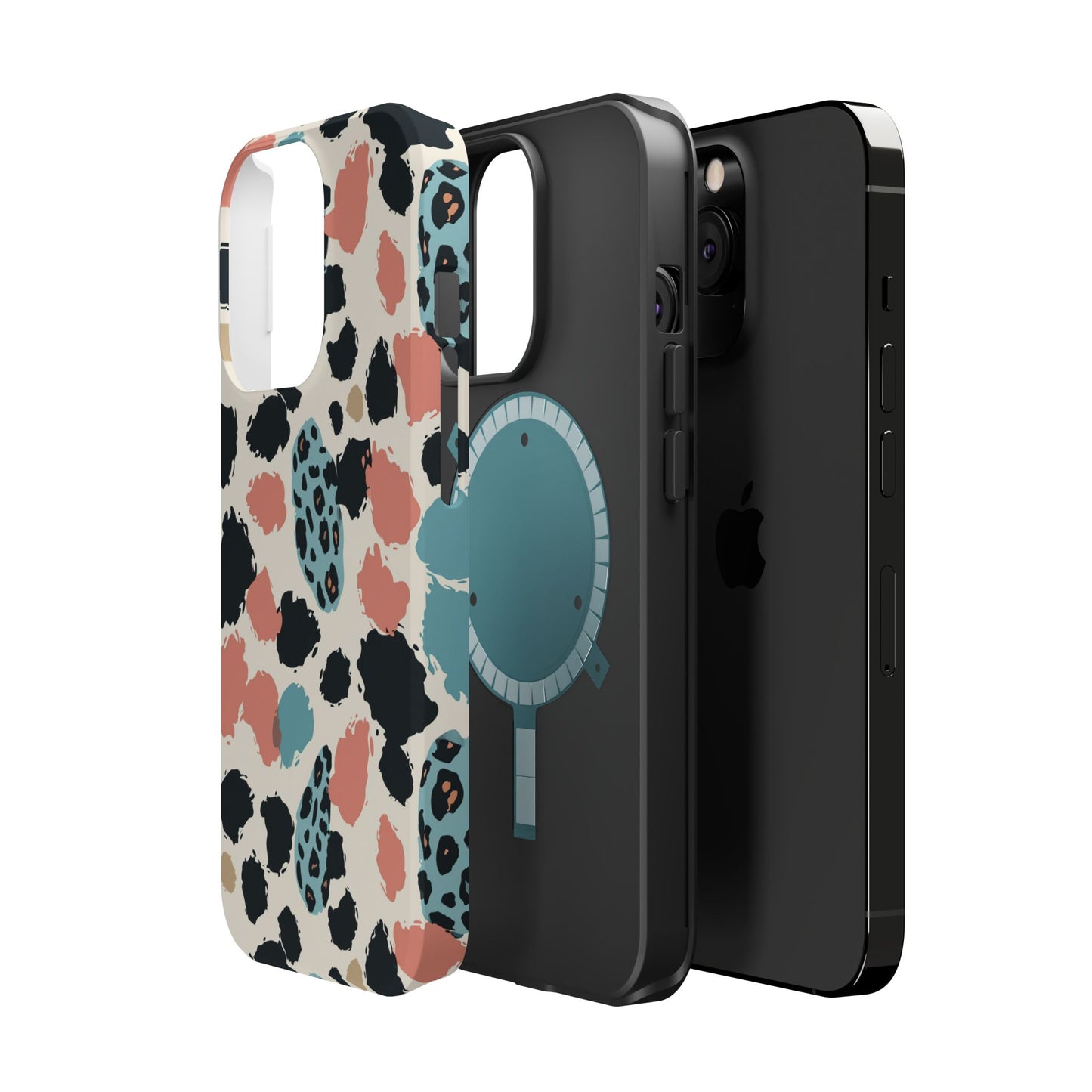 Leopard Splash Magnetic Impact Phone Case — Teal & Coral Animal Print