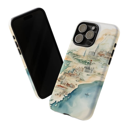 Hard Phone Case — Watercolor Fantasy Map Castle Design