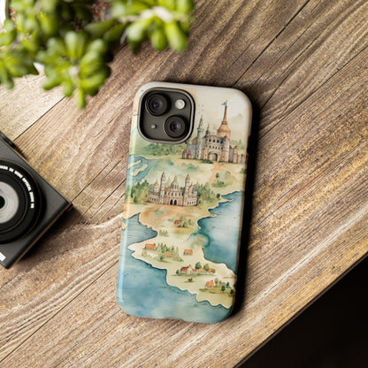 Hard Phone Case — Watercolor Fantasy Map Castle Design