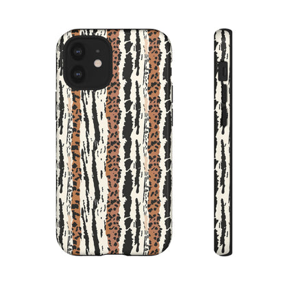 Animal Stripe Phone Case — Leopard & Zebra Pattern Tough Protective Cover,Africa Pattern .