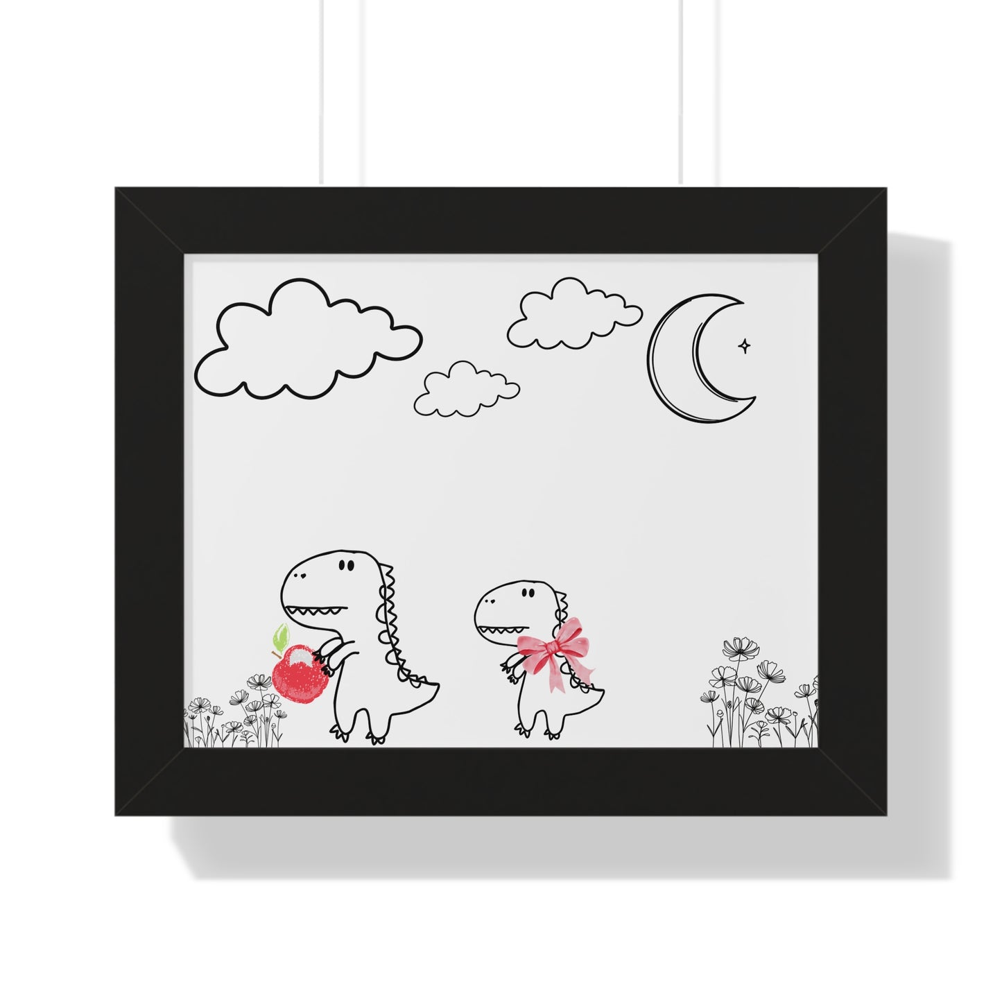 Cute Dinosaur Framed Poster, Whimsical Home Decor, Kids Room Art, Nursery Wall Art, Children's Gift, Dino Lovers