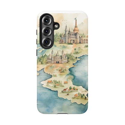 Hard Phone Case — Watercolor Fantasy Map Castle Design
