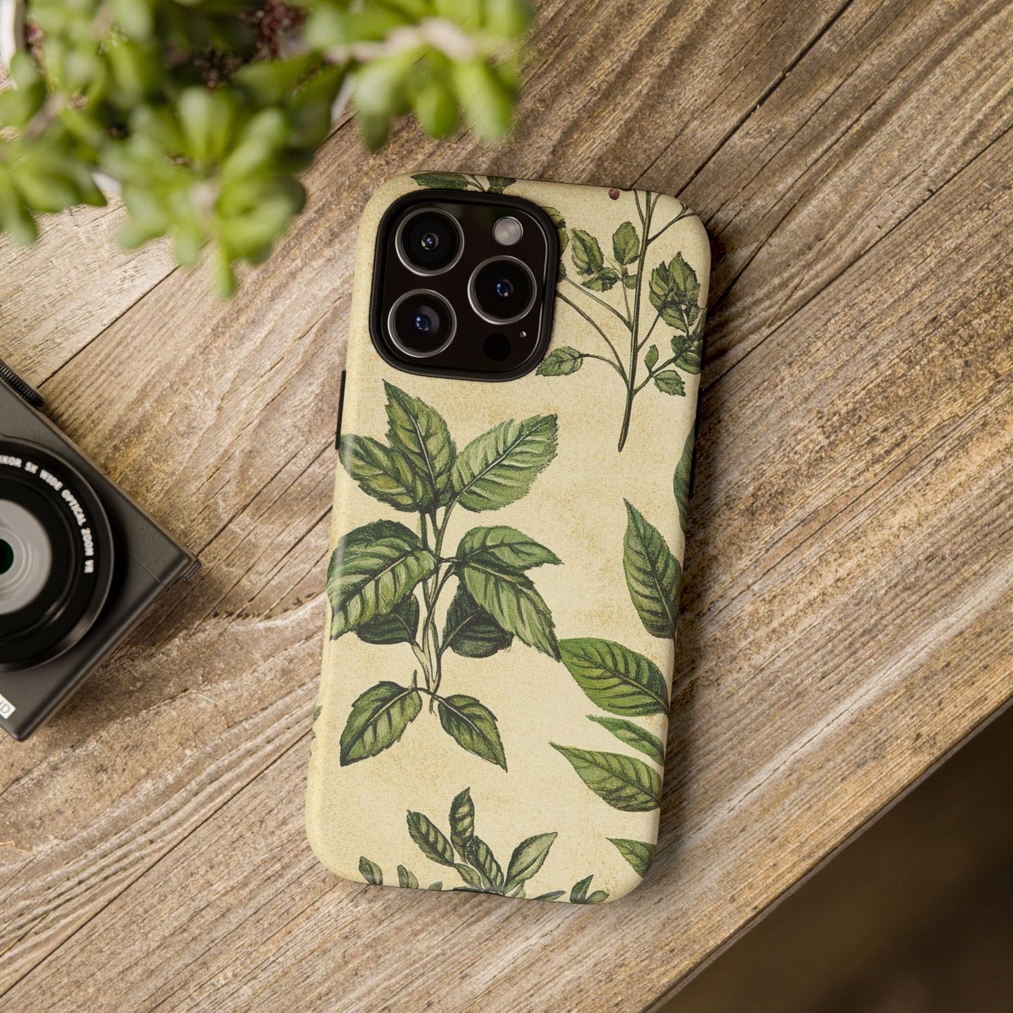 Botanical Leaves Tough Phone Case — Vintage Green Plant Print