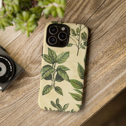 Botanical Leaves Tough Phone Case — Vintage Green Plant Print