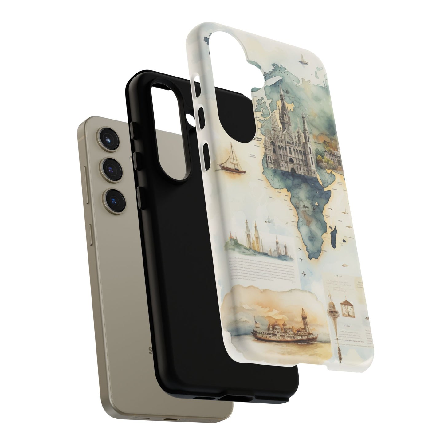 Hard Phone Case — Watercolor Fantasy Map Castle Design