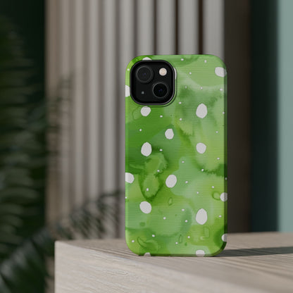 Green Watercolor Polka Dot Magnetic Impact Phone Case