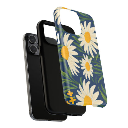 Daisy Floral IPhone Case-Tough Magnetic Cover ,Glossy Finish ,Retro Botanical Flower  Design.
