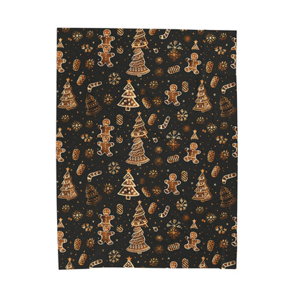 Cozy Winter Holiday Plush Blanket Black And Gold Color. A Perfect Gift For Christmas Days.