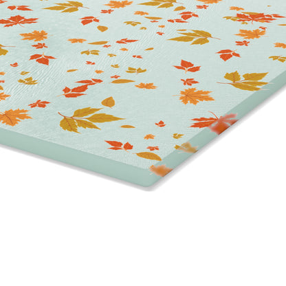 Autumn Leaf Glass Cutting Board, Seasonal Kitchen Decor, Fall Cooking Gift, Thanksgiving Kitchenware, Unique Home Gift,Gift for her,Gift for him