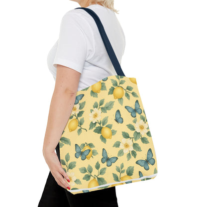 Sunny Lemon Blossom Tote Bag, Summer Vibes, Eco-Friendly Shopping Bag, Floral Market Tote, Perfect Gift for her/him