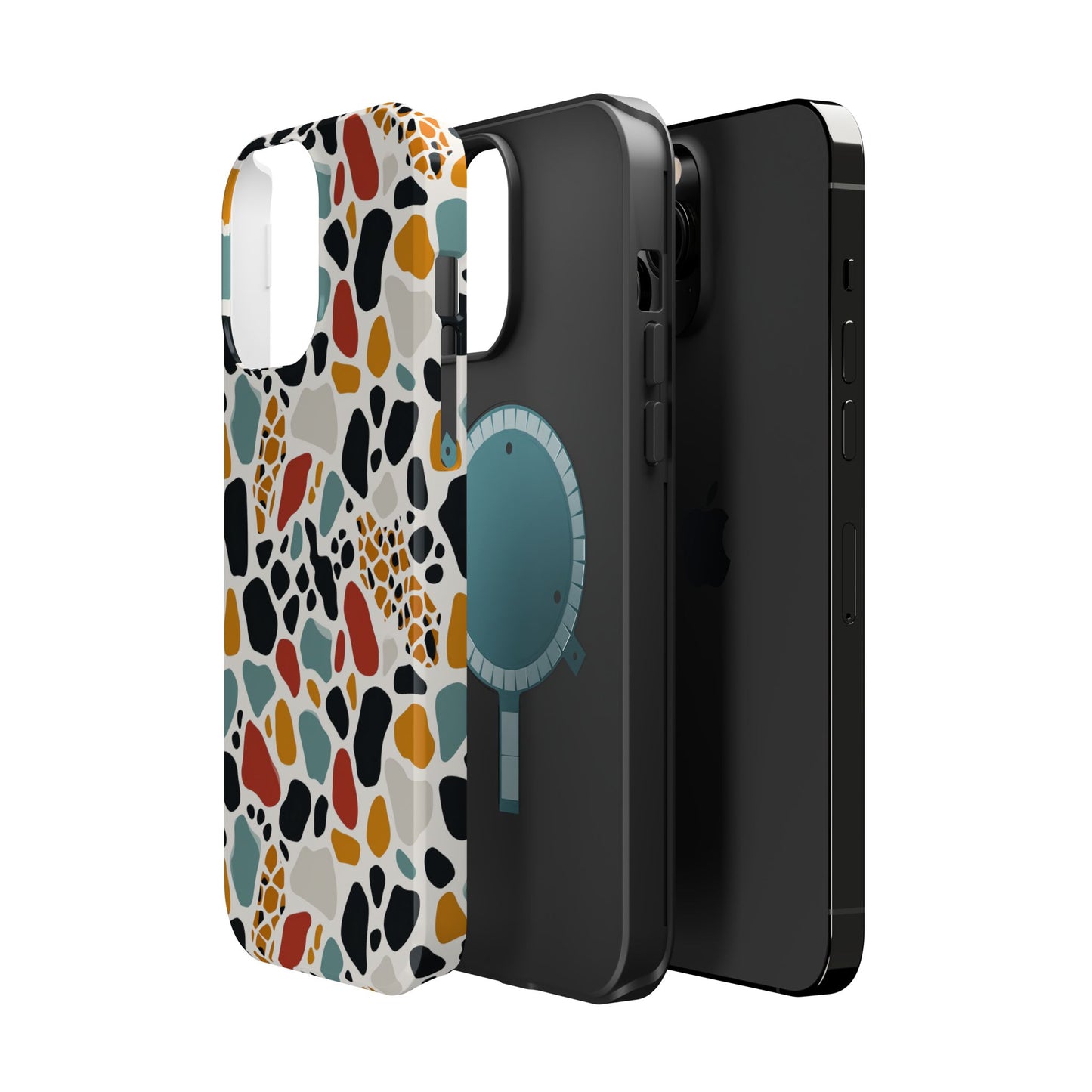 Terrazzo Pattern Magnetic Impact Phone Case — Colorful Retro Pebble Design