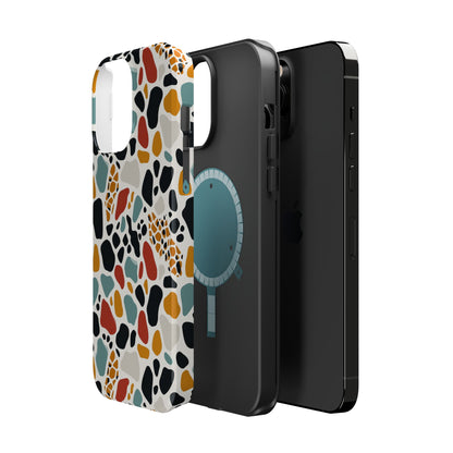 Terrazzo Pattern Magnetic Impact Phone Case — Colorful Retro Pebble Design