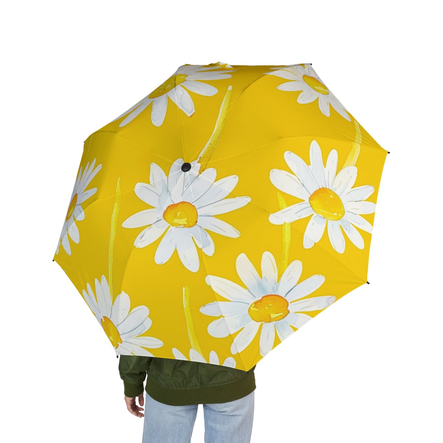 Sunflower Foldable Umbrella — Semi-Automatic Compact Rain Parasol