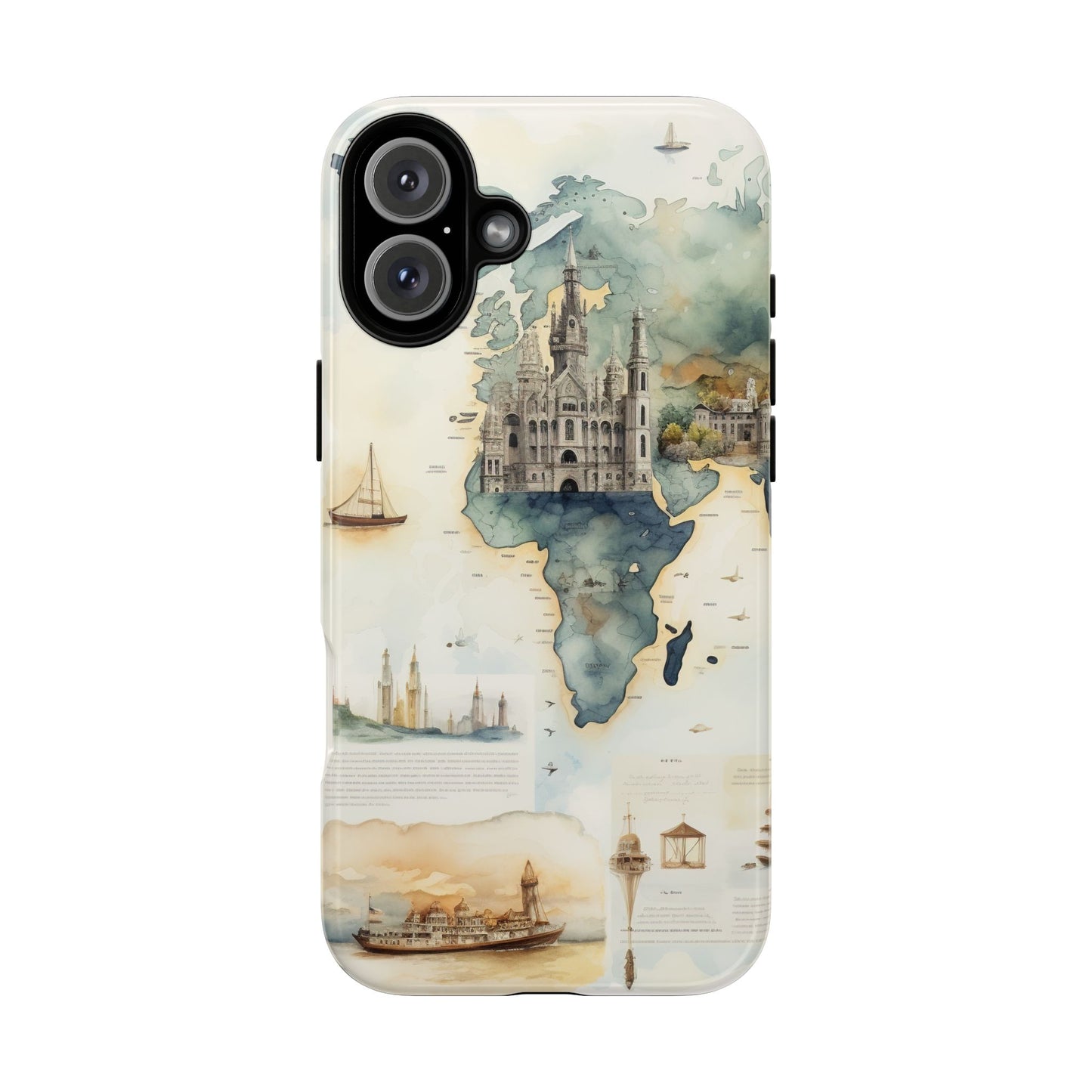 Hard Phone Case — Watercolor Fantasy Map Castle Design