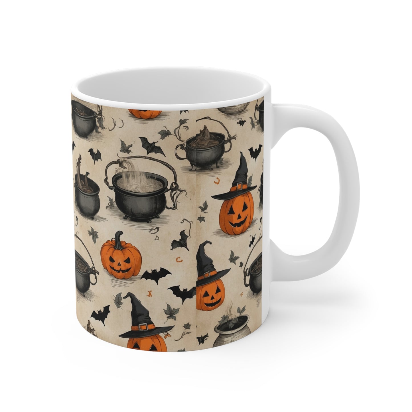 Halloween Themed Mug, Spooky Coffee Cup for Fall, Pumpkin Decor, Witchy Kitchenware, Perfect Gift for Halloween Lovers